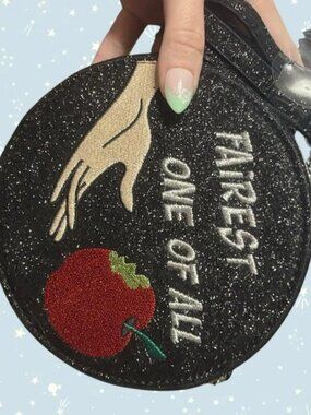 Disney Danielle Nicole Snow White Just One Bite Black glittery round purse